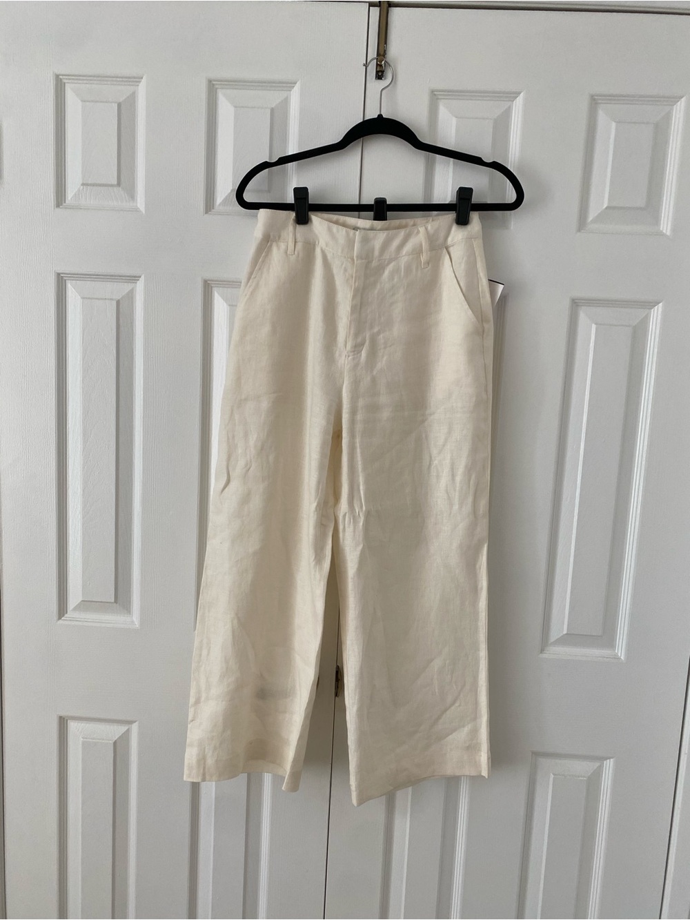 GUESS Women’s Cream Linen-Blend Chinos - Picture 2 of 5